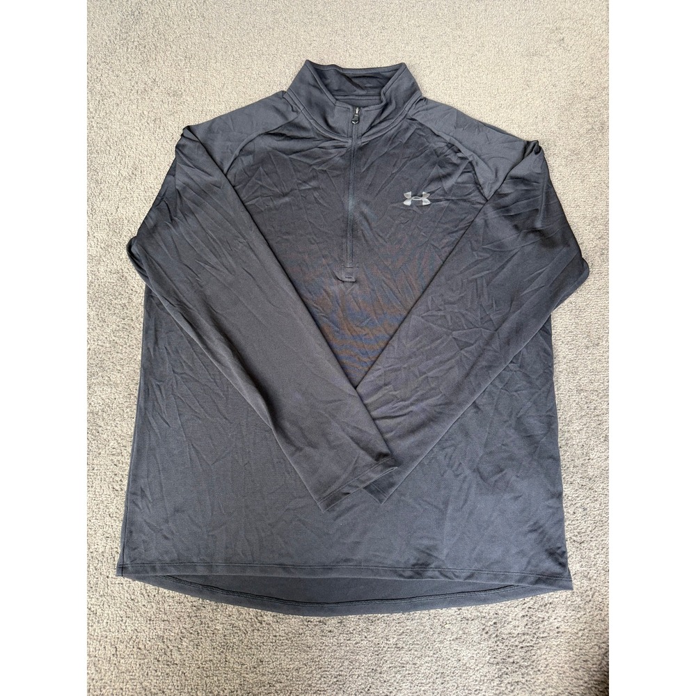 Under Armour Mens XL Black HeatGear Quarter Zip Pullover Long Sleeve 1328495